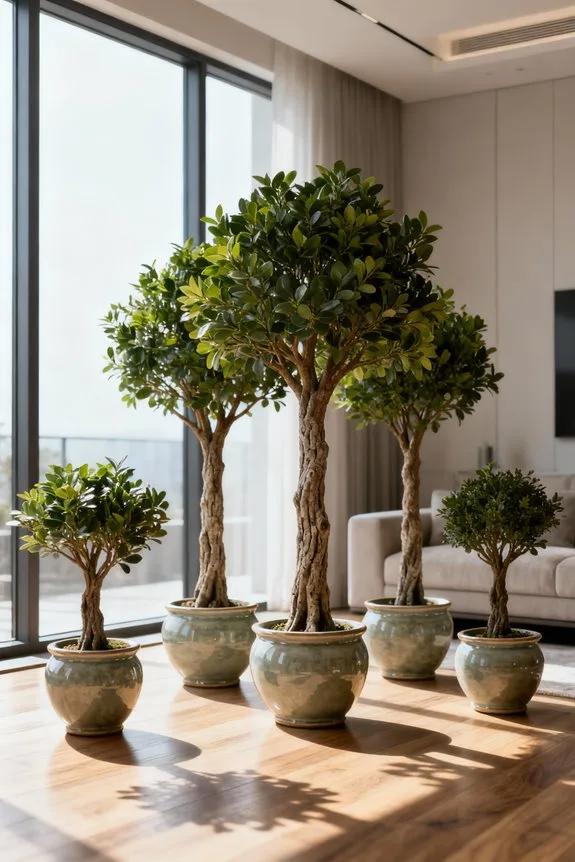 ceramic planter faux trees