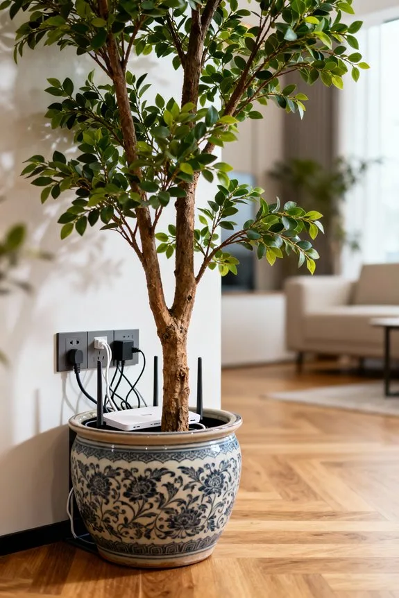 conceal cables with decor