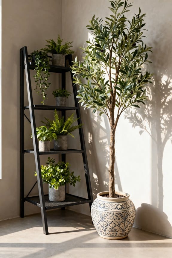 corner ladder shelf plants