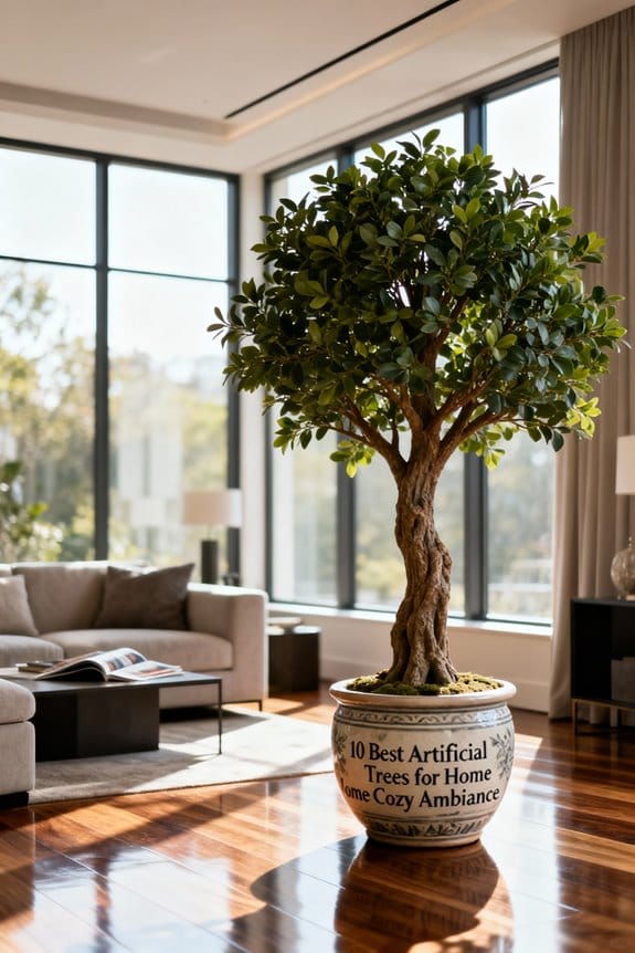 cozy ambiance with artificial trees