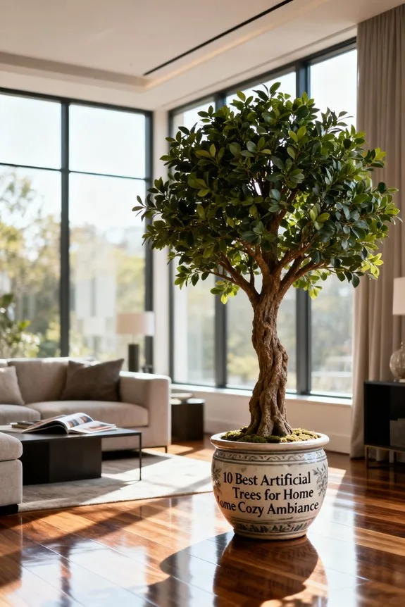 cozy ambiance with artificial trees