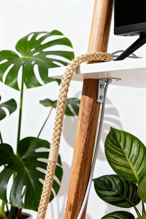cozy plant stands with cords