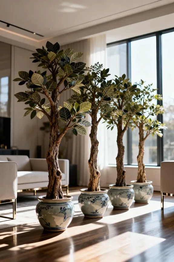 decorative faux trees selection