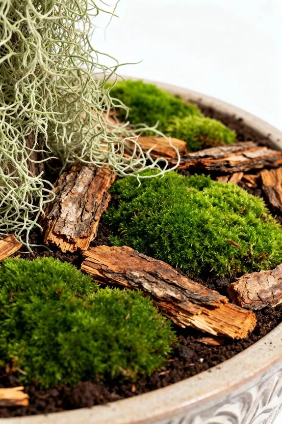 decorative moss enhances aesthetics