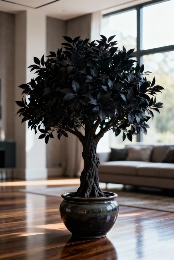 dramatic atmosphere with faux trees