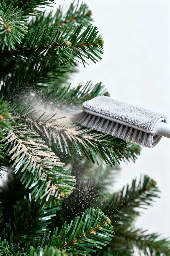 dusting artificial tree tips