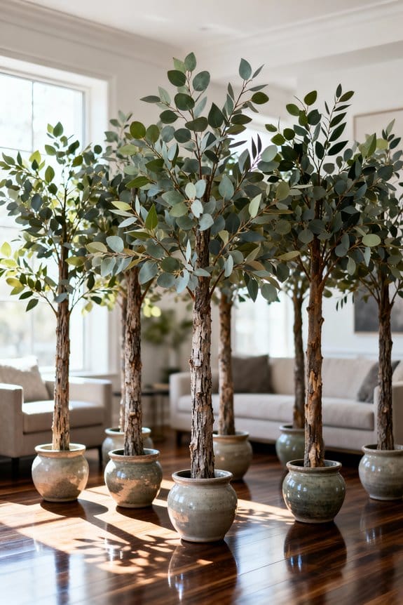 faux eucalyptus trees decor