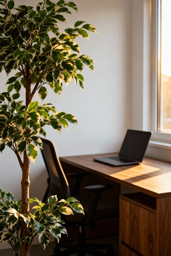 faux trees enhance office ambiance