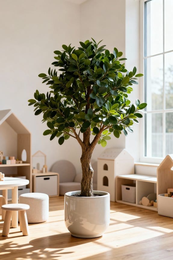 faux trees enhance playful spaces