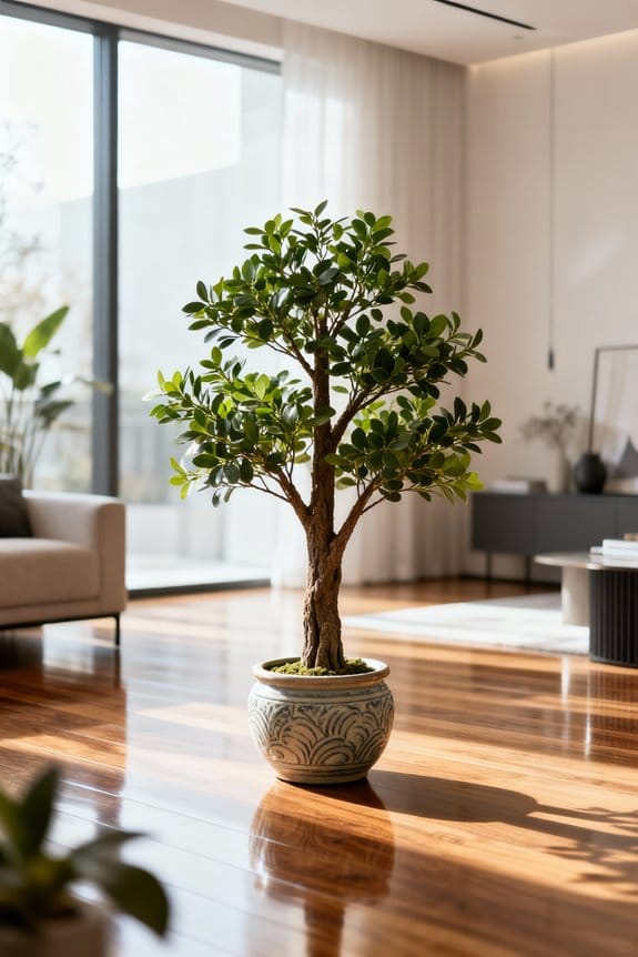 faux trees enhance staged homes
