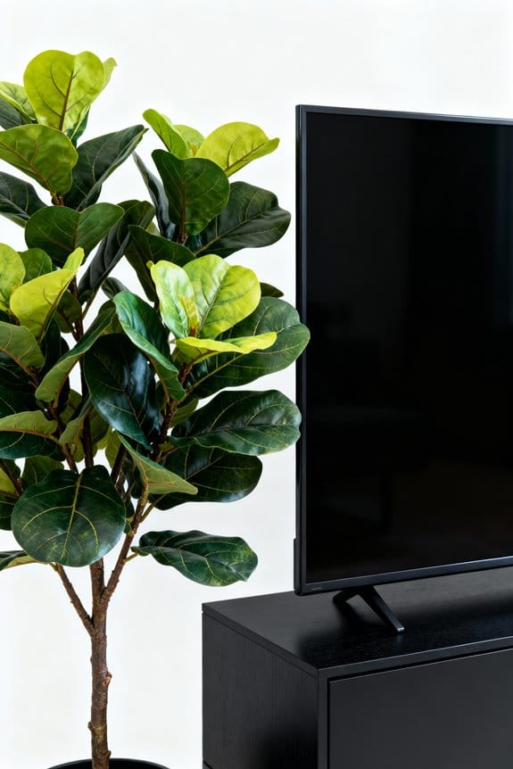 faux trees enhance tv aesthetics