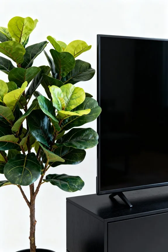 faux trees enhance tv aesthetics
