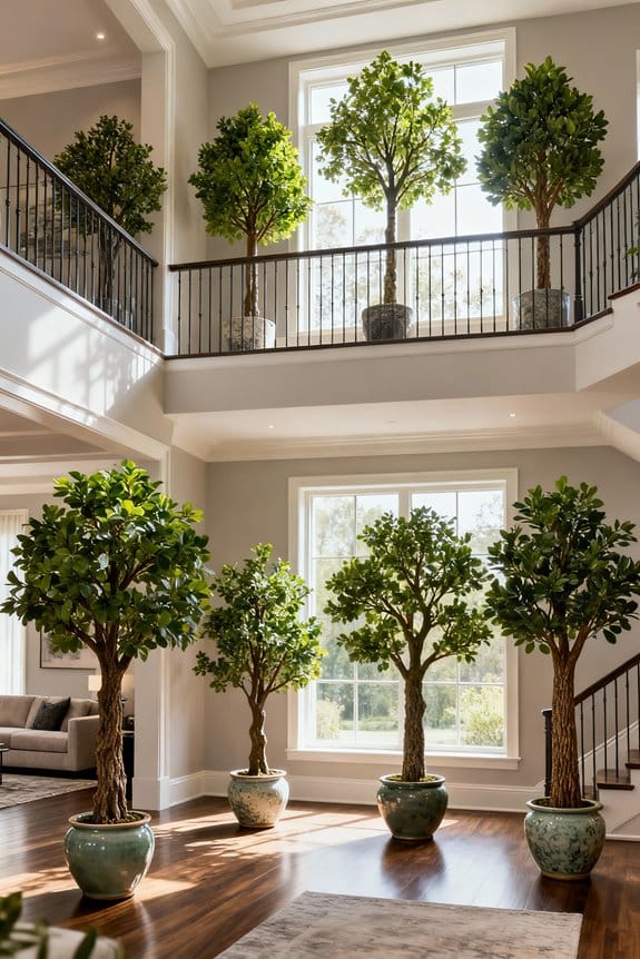 faux trees foyer transformation