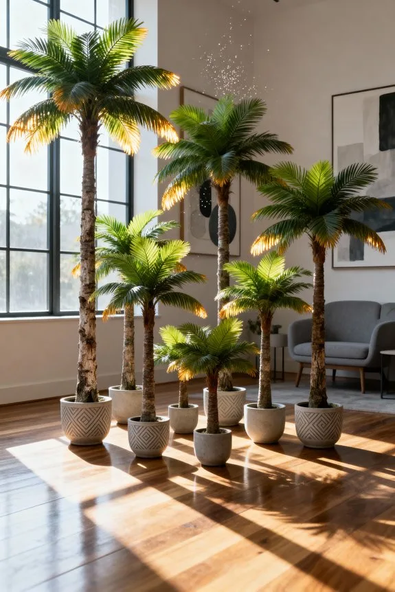 faux tropical palm decorations