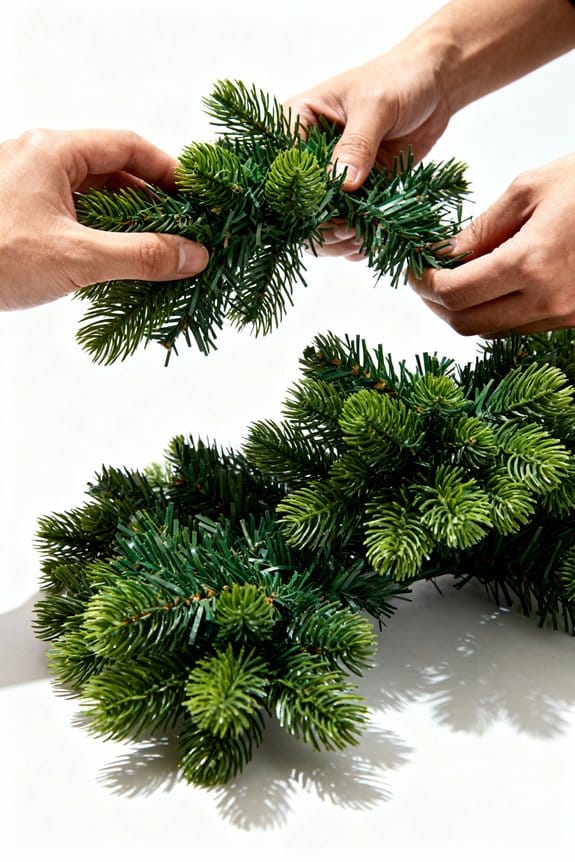 fluffing and rearranging branches