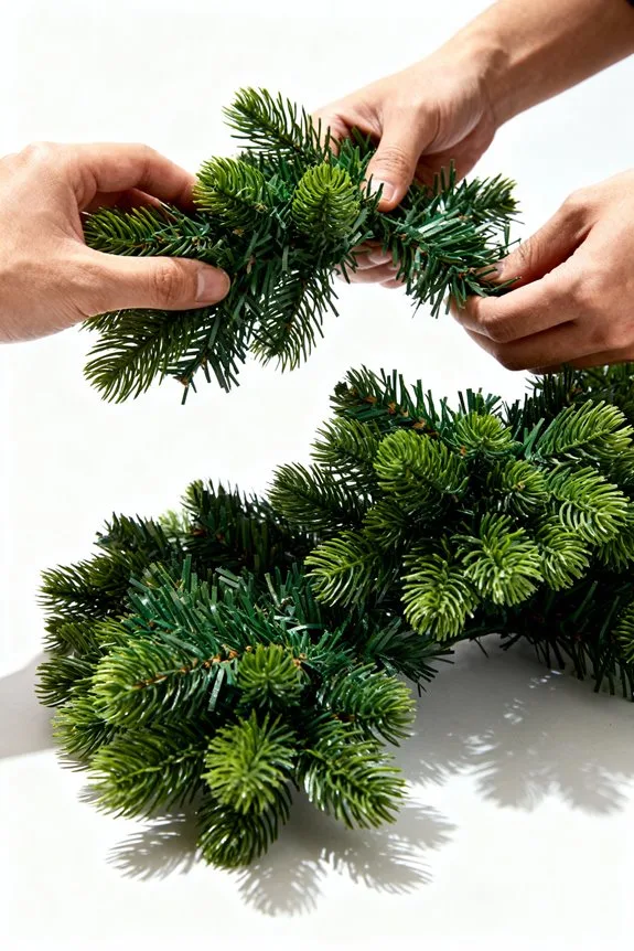 fluffing and rearranging branches