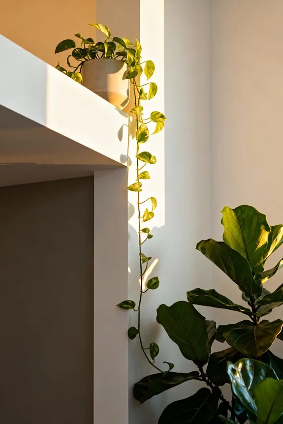 greenery softens architectural edges