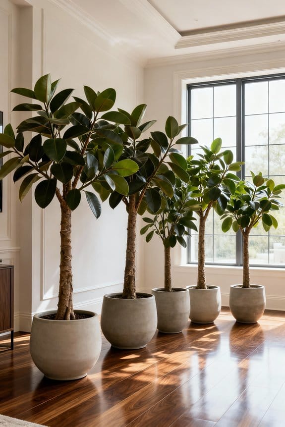 indoor decor rubber trees