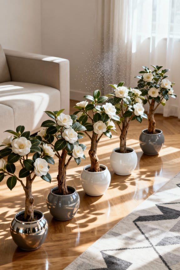 indoor faux camellia trees