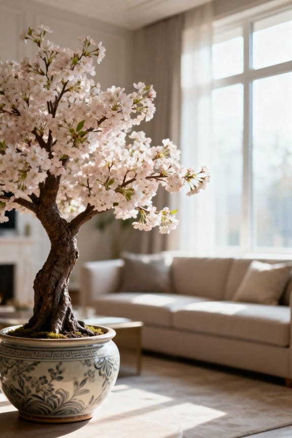 indoor faux cherry blossoms
