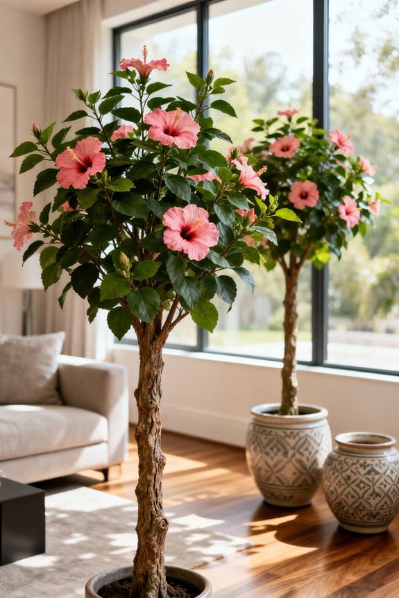 indoor faux hibiscus trees