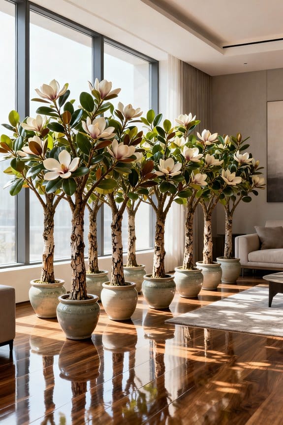 indoor faux magnolia trees