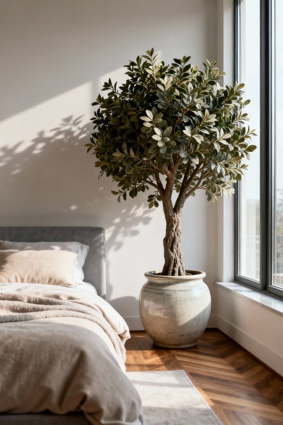 indoor trees bedroom styling