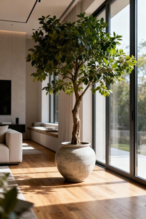 indoor trees soften architecture