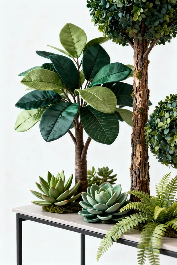 layered faux plant arrangement