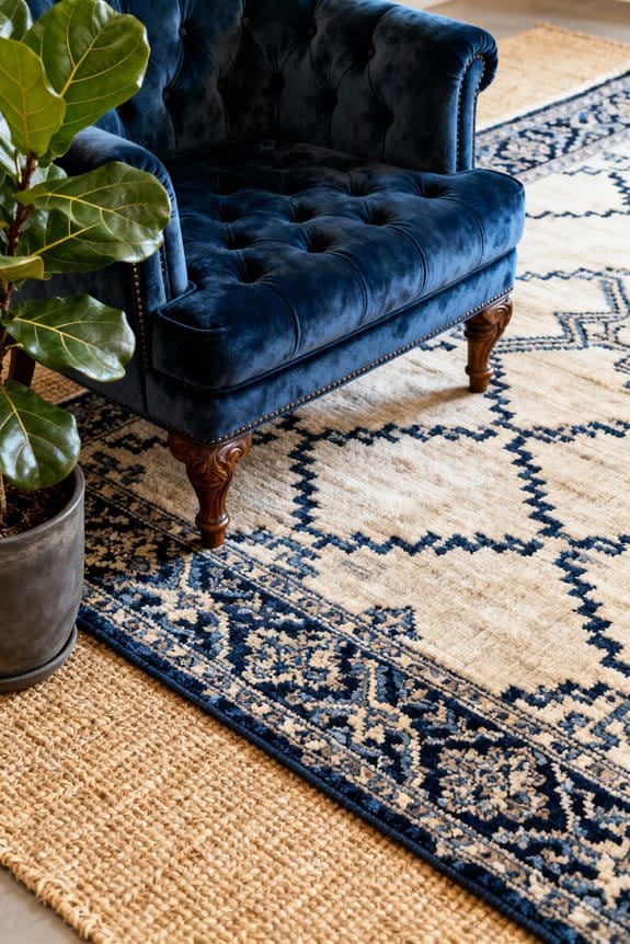 layered rugs with textures