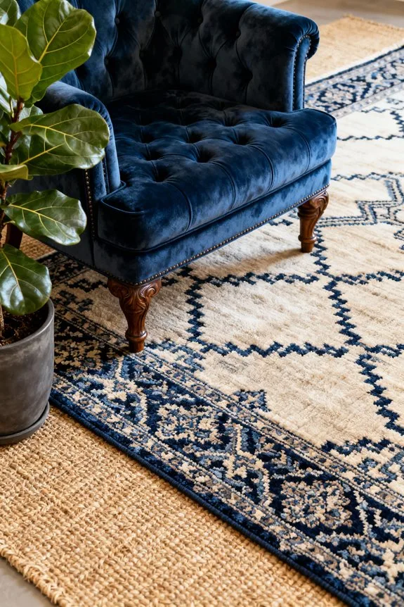 layered rugs with textures