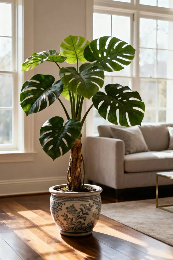 lush faux monstera decor