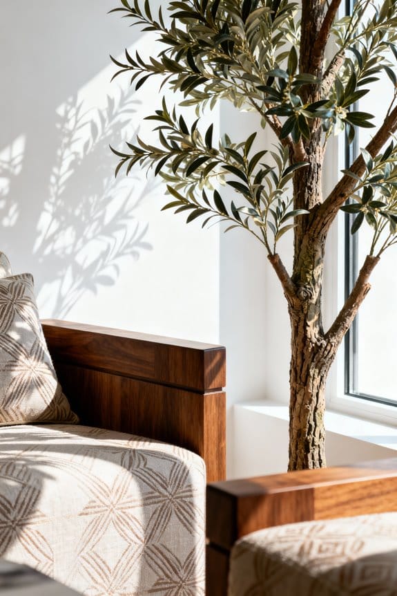 matching faux trees decoratively
