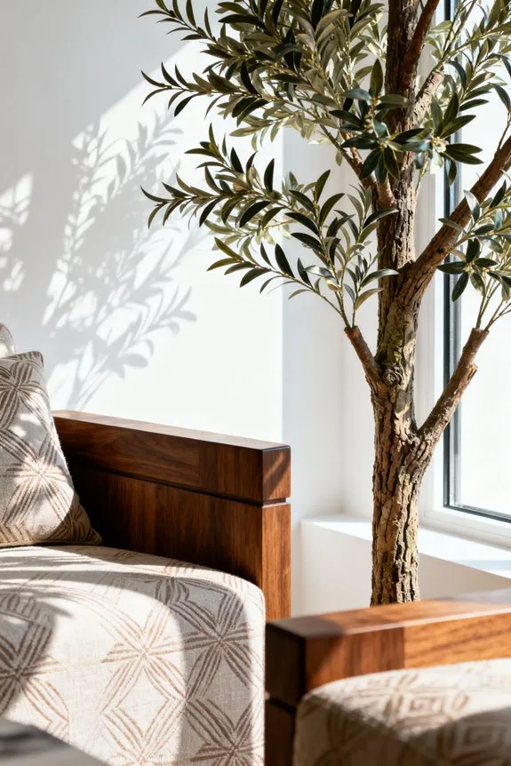 matching faux trees decoratively