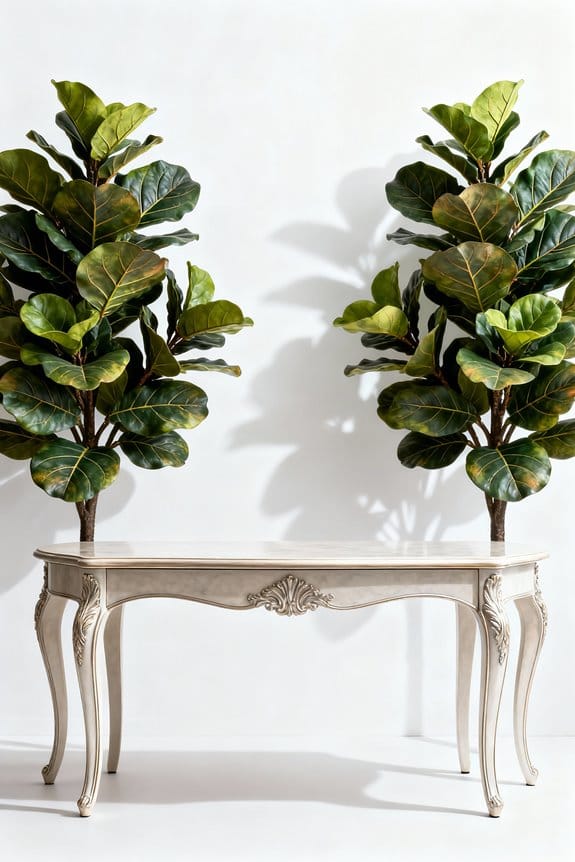matching faux trees enhance harmony