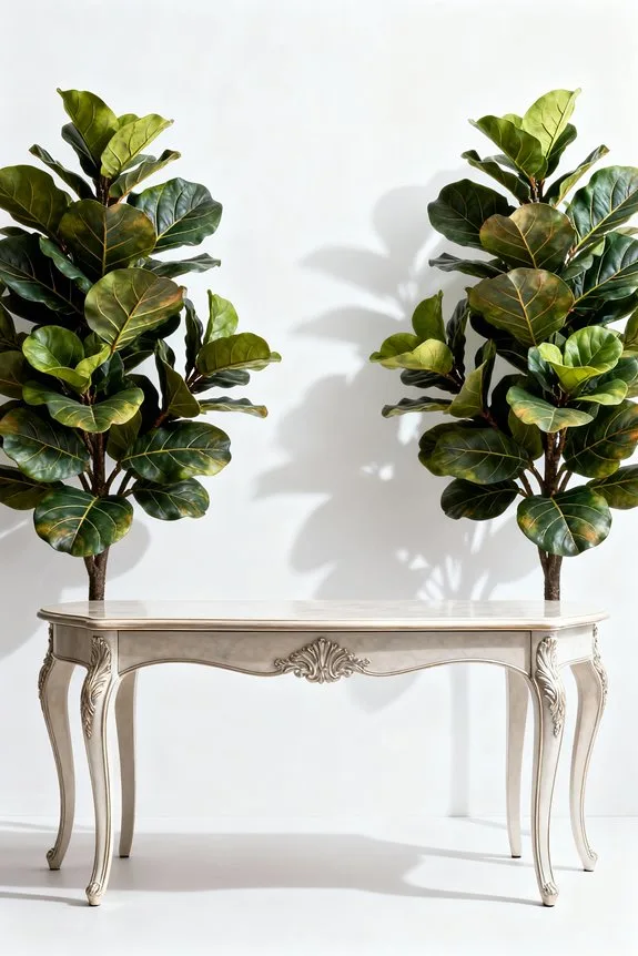 matching faux trees enhance harmony