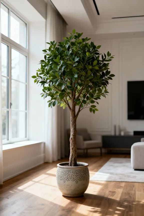 minimalist faux tree decor