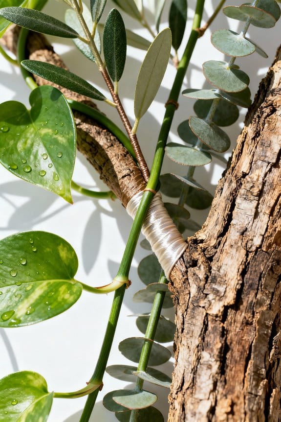 mix faux trees harmoniously