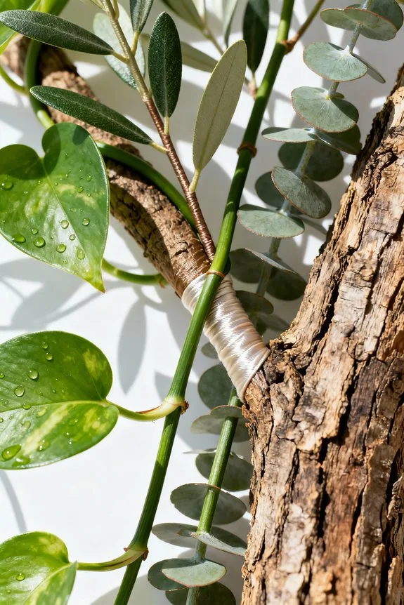 mix faux trees harmoniously