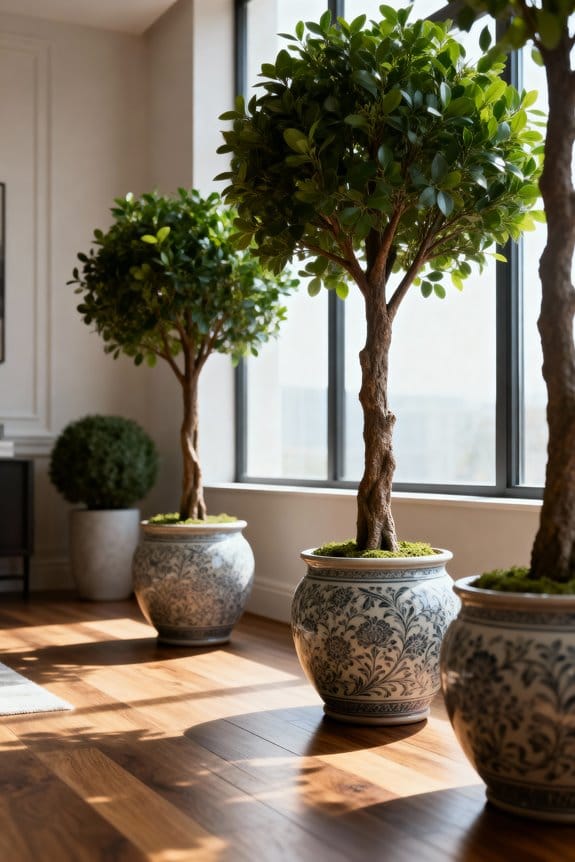 realistic bedroom artificial trees