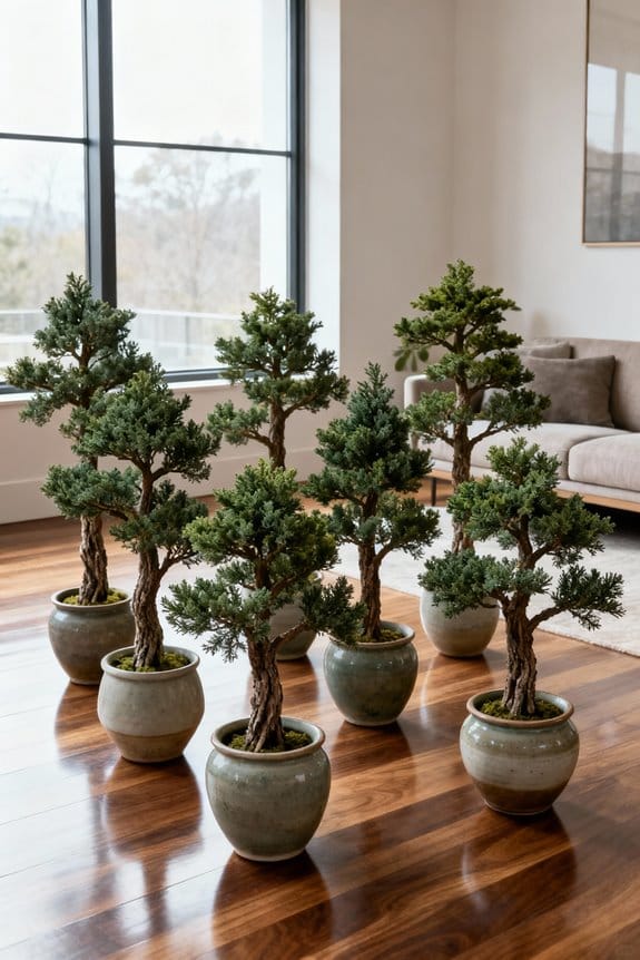 realistic indoor faux junipers