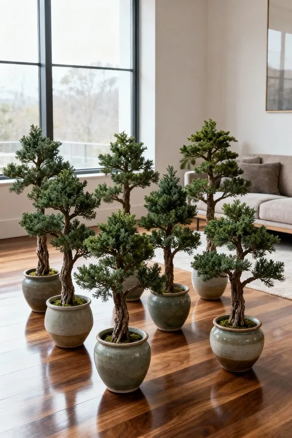 realistic indoor faux junipers