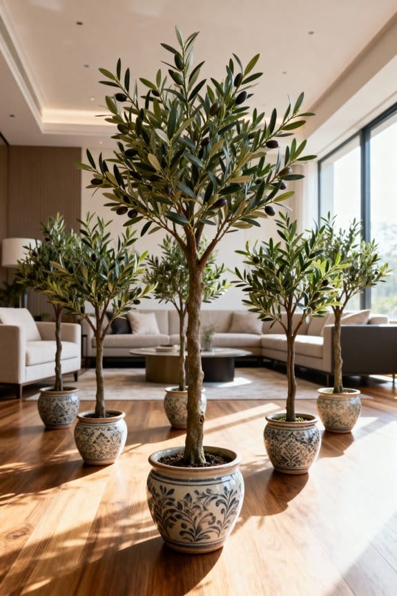 realistic indoor faux olive trees