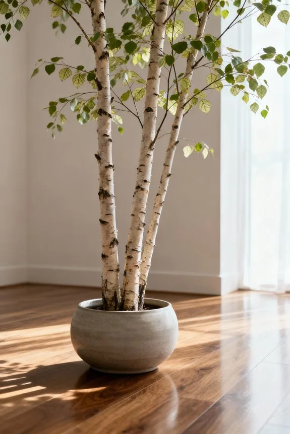 slim birch tree plants