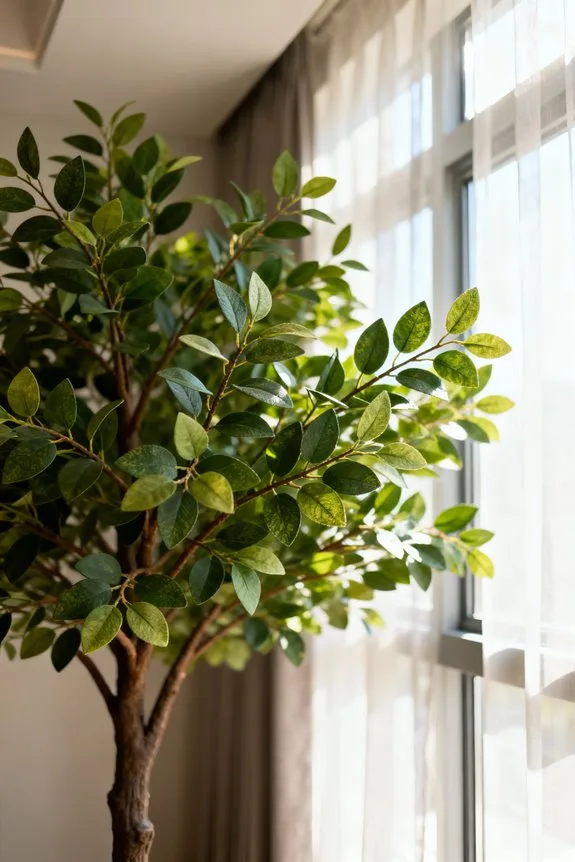 stylish faux tree placement