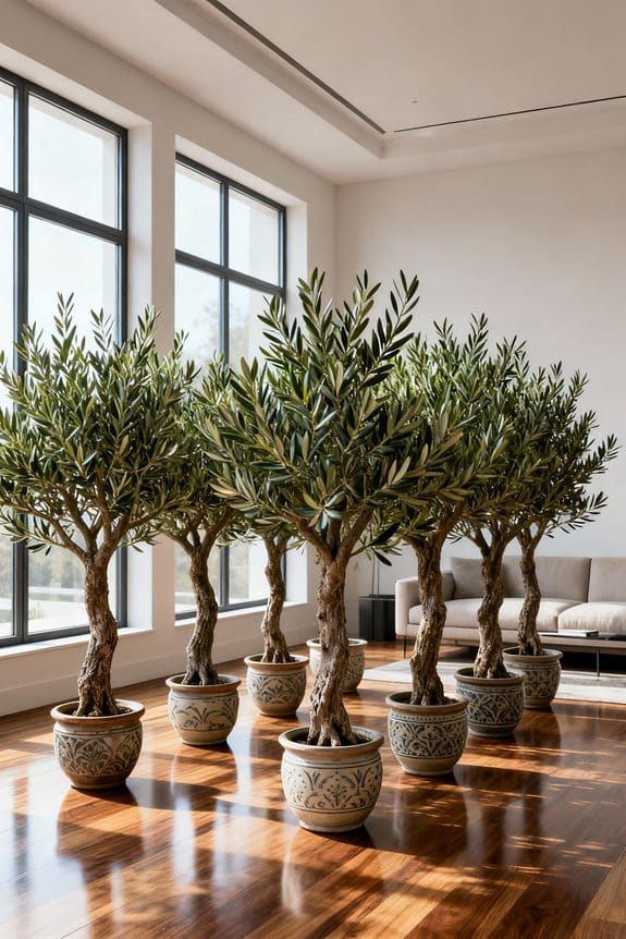 tall olive trees decor