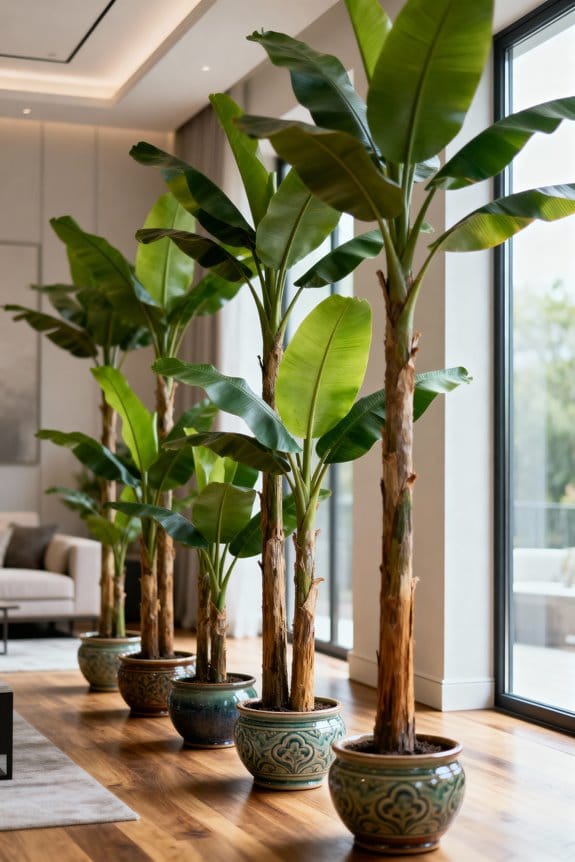 top faux banana leaf trees