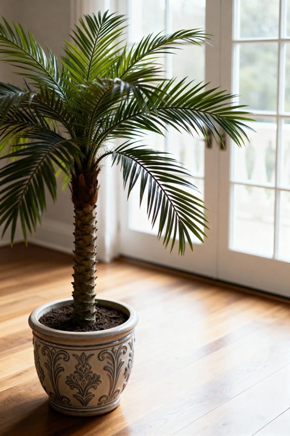 tropical indoor palm decor