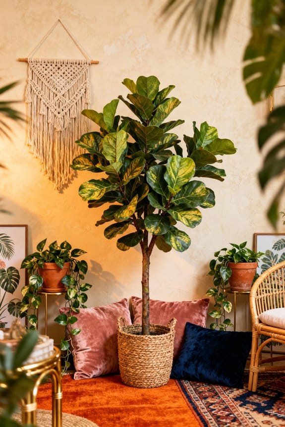 vibrant faux trees decor